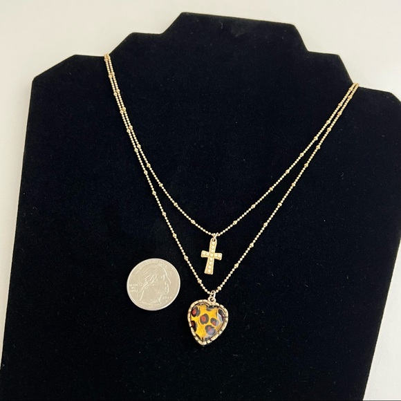 Betsey Johnson leopard heart and cross nec… - Picture 5 of 11